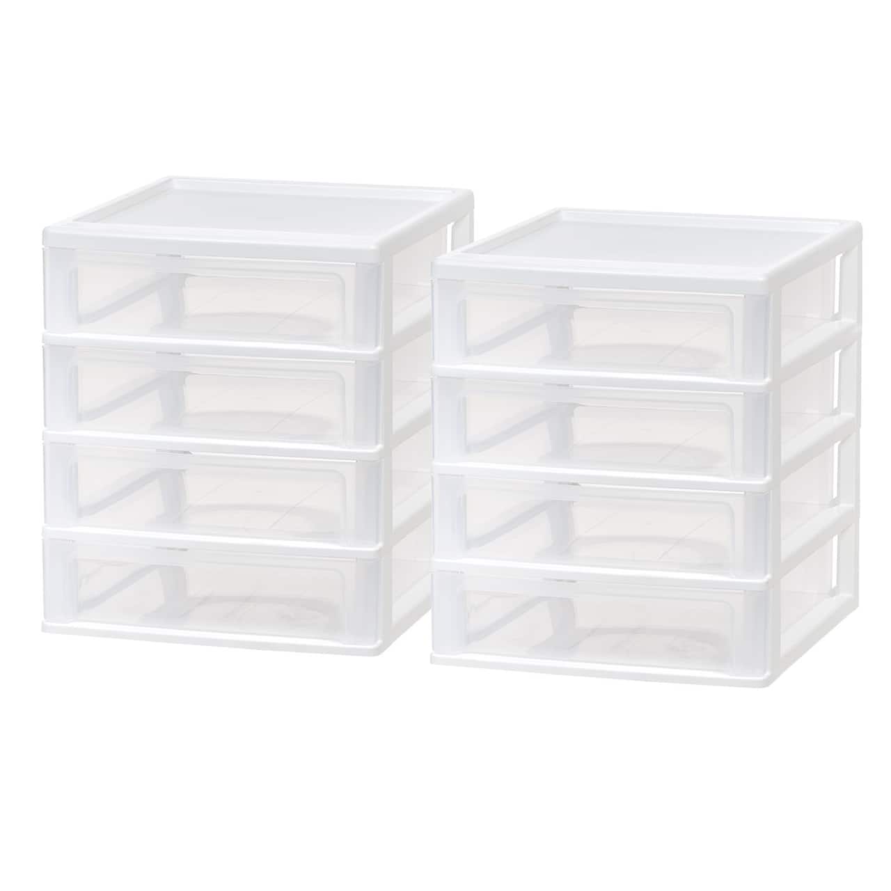 IRIS White 4-Drawer Desktop Plastic Drawer Organizer